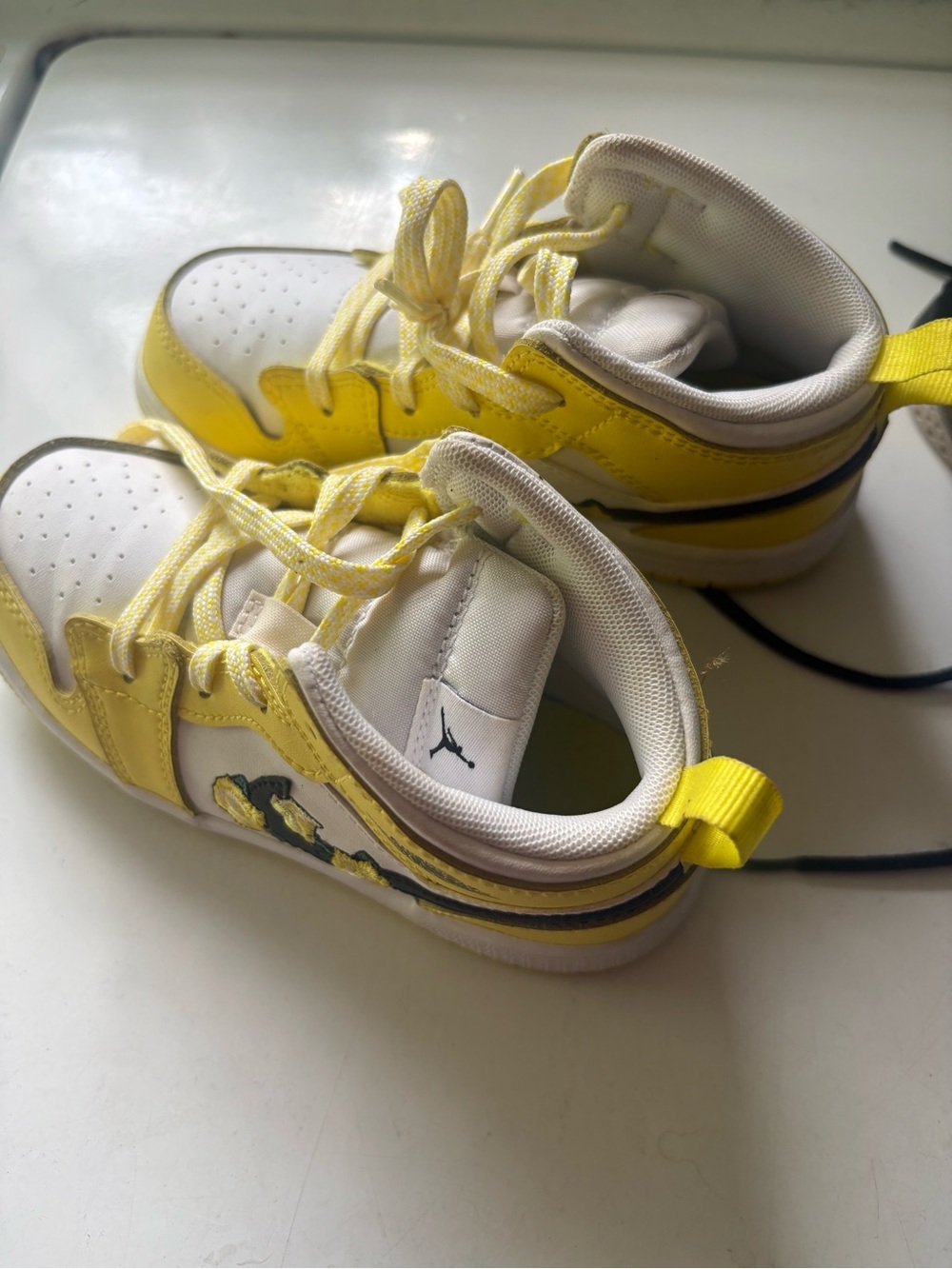 Kids Yellow and White High-Top Sneakers